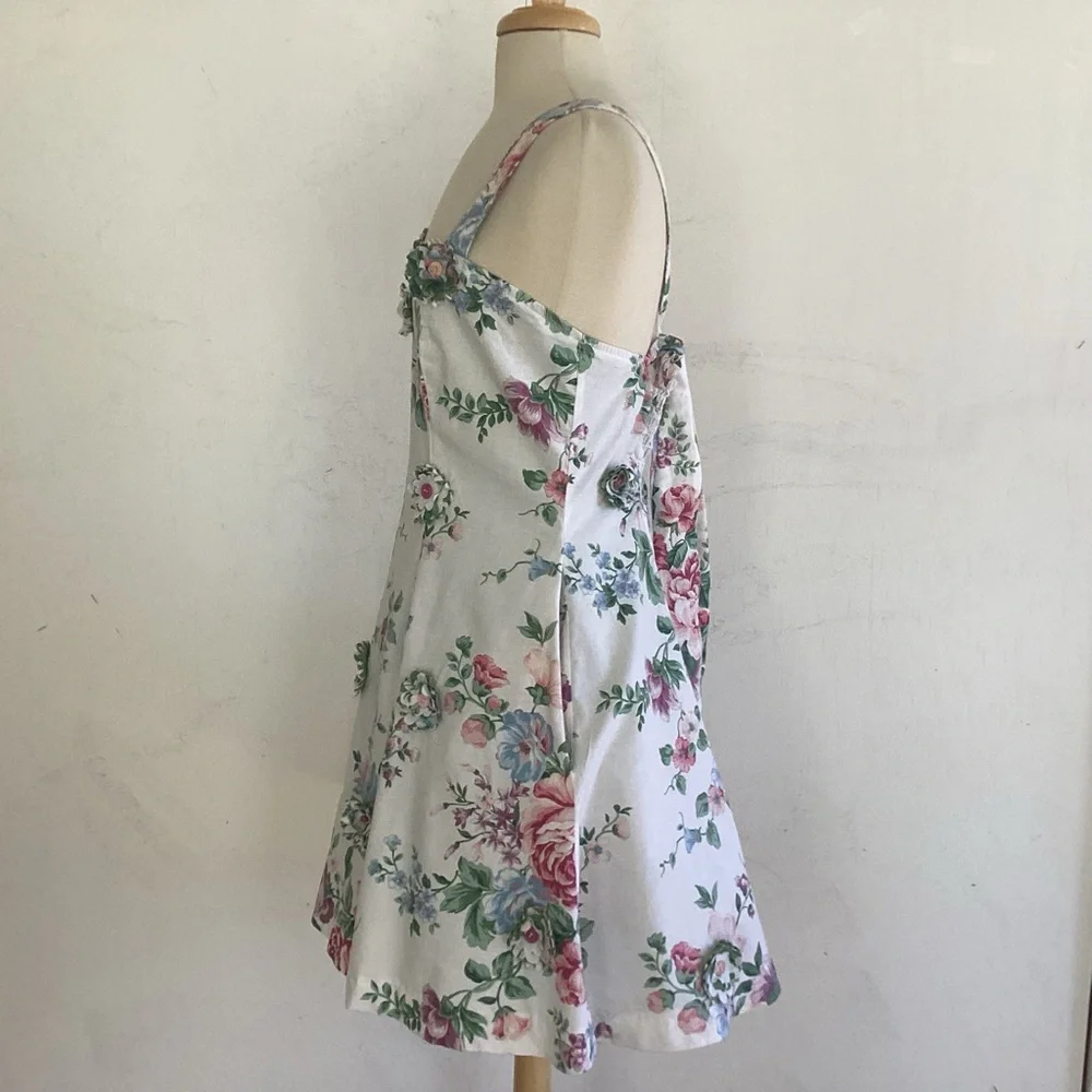 Upcycle Annie Fit/Flare Sweetheart Neckupcycled Floral Kentucky Derby Dress.L - Picture 9 of 14